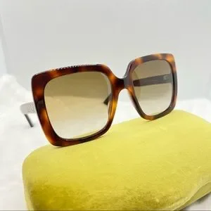 GUCCI Square Tortoise Swarovski crystals logo sunglasses Italy NWT Gucci - Acetate Oversized Sunglasses with Crystals - Turtle  main image 3